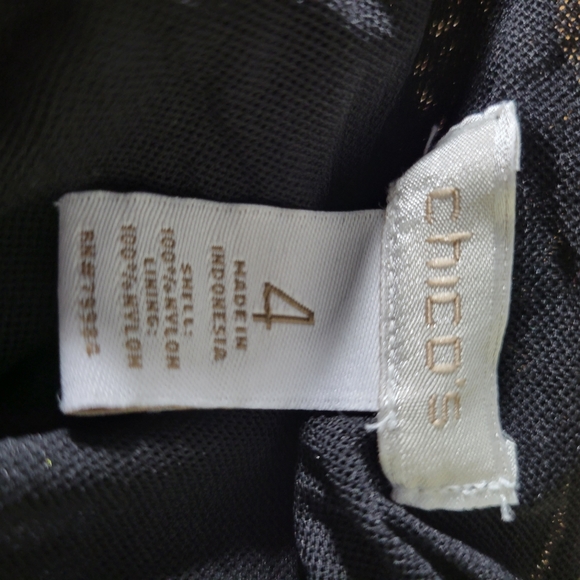 Womans Chicos Black Bat Wing Sleeve Nylon Layered Sheer Top Size 4 XL - Picture 6 of 7